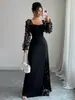 Vestido de Estilo Europeo y Americano Transfronterizo, Elegante y de Gama Alta, Vestido Largo de Manga Larga para Mujer, Patchwork de Encaje Amazon 2026