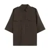 Ropa de Mujer de Comercio Exterior 2026 Estilo Europeo y Americano Moda Bolsillo Correa de Hombro Decoración Camisa Holgada de Manga Corta para Mujer F526058