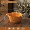 Conjunto de tigela e prato estilo retrô, pintado sob o esmalte, louça de cerâmica de alta qualidade para uso doméstico, incluindo tigelas, pratos, tigelas de arroz, tigelas de sopa e tigelas para macarrão instantâneo
