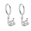 Pendientes de Acero Inoxidable Chapado en Oro 18K con 26 Letras, Pendientes de Zirconia con Forma de Ola de Lujo, Pendientes Elegantes