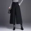 Calça pantalona de lã estilosa e elegante para mulheres, nova coleção outono/inverno 2026, cintura alta, cobre o quadril, perna reta, simples, moderna e casual