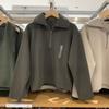 Fabricado en Japón 2024 Otoño Nuevo Estilo Cuello Solapa Suede Tejido Media Cremallera Pulóver Sudadera Chaqueta K472561