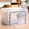 Caixa de Armazenamento de Roupas Caixa Transparente para Acabamento de Guarda-Roupa Doméstica Dobrável Impermeável Caixa de Acabamento de Malha de PVC