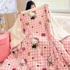 Manta com tema de menina KT, feita de macio fleece de leite, espessa para aquecer, manta de lã de cordeiro, xale, manta para cochilo no escritório, manta de sofá