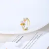 Anel Aberto Colorido de Zircônia Original Único Ajustável para Mulheres, Anel de Dedo Indicador de Luxo Leve de Nicho