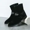 Botas Cortas de Moda Talla Grande para Hombre Otoño Invierno Elegantes Botas Vaqueras Estilo Occidental Botas de Piel con Cremallera Superficie Mate para Hombre Comercio Exterior Estilo Británico