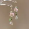 Pendientes de Flor Coloridos con Aguja de Plata Estilo Vacaciones de Verano, Pendientes de Moda de Lujo Ligero de Alta Gama, Accesorios para Orejas de Nicho para Mujeres