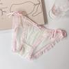 Han Feng Candy Fairy - Braguitas de encaje sexys con tiras dulces desbloqueables para niñas, ropa interior con cordones y borde de hilo puro