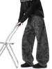 Jeans anchos de pierna recta estilo americano camuflados para hombre, pantalones largos versátiles de marca a la moda con lavado vintage, pantalones casuales de pierna recta acampanados