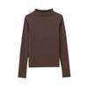 Exportación Transfronteriza Ropa de Mujer 2025 Otoño Estilo Europeo y Americano Cuello Alto Pequeño Manga Larga Color Sólido Ajustada Camiseta Tops para Mujer M561456