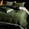 Juego de ropa de cama de cuatro piezas de jacquard cepillado de algodón de fibra larga, 60 hilos, Clase A, con sensación de alta gama, que incluye funda de edredón, sábana bajera y sábana encimera