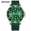 Reloj de Cuarzo para Hombre Sanda Marca Más Vendido 7018 Calendario Reloj Fantasma de Agua Verde Reloj de Moda Casual de Silicona para Hombre