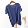 26 Nova Camiseta Modal de Verão com Gola Redonda e Manga Curta Estilo Coreano Confortável e Versátil Camada Base Top Básico de Cor Pura