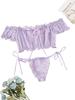 Fornecimento transfronteiriço de fabricantes atacadistas de lingerie sexy europeia e americana para comércio exterior, lingerie sexy feminina de comprimento curto nos ombros, conjunto de três peças