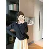 Diseño de Estilo Francés Nicho Chic Camiseta de Manga Larga para Mujer Otoño Suelta Estilo Coreano Top Descubierto Camisa Base