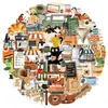 50 Pegatinas de Té de la Tarde de Cafetería Curativa, Imágenes de Ilustración de Café, Pegatinas Transparentes Decorativas para Cuaderno Diario DIY