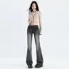 Jeans Acampanados Estilo Americano Negros y Grises para Mujer, Nuevos para Otoño e Invierno 2025, Pantalones de Campana Sueltos Casuales