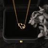 Xl586 Lingdan Estilo Nacional Nueva Chinoiserie Collar Calabaza Diamante Garra Fulu Cadena Clavícula Acero Titanio Chapado en Oro de 18K
