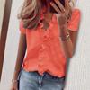 2025 Aliexpress Wish Amazon Ebay Transfronteiriço Europeu e Americano Verão Manga Curta Cor Pura Camisa Babados Camisa Feminina