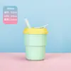 Nuevo Vaso con Popote de Silicona, Vaso Portátil de Plástico y Bambú, Vaso de Aprendizaje para Bebés, Vaso de Leche