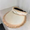 Sombrero de Sol de Paja Raffia con Parte Superior Abierta para Mujer, Moda de Verano Cubre Rostro Protección UV Sombrero de Sol para Playa al Aire Libre