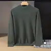 Suéter de cachemira para bebé, cuello alto medio para hombre, color liso, casual de negocios, manga larga, cuello medio, camiseta interior de punto de lana
