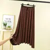 Saia Midi Nova de Verão Elástica na Cintura Linha A Saia Meia Saia Feminina com Caimento Saia Base de Modal Peça Externa Saia Preta com Barra Larga