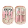 Set de manicura portátil, 14 piezas, con esquinas redondeadas y una caja cuadrada, incluyendo cortaúñas, tijeras para uñas y limas de uñas, un set elegante y práctico para uso doméstico