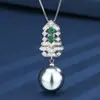 Produtos explosivos populares Joias Zhuang Shengsheng Cobre Dourado Banhado Inserido Pérola Cinza Conjunto Árvore de Natal Feminino 16-12mm Atacado