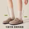 Meias femininas marrons para primavera e outono, meias 100% algodão puro de comprimento médio, marrom, novo estilo 2026, sem costura, adequadas para combinar com sapatos Birkenstock