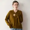 Nuevo Suéter de Cachemir Grueso con Cuello en V para Mujer, Holgado y Ceñido, Suéter de Punto de Cachemir con Estilo Perezoso por Dentro