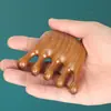Pente massageador multifuncional de seis bordas de madeira e cinco dentes, pente de cabo longo, sândalo, cinco dedos, cinco dentes, tendão, dentes grandes, pente de madeira fofo