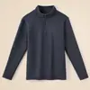Nuevo suéter de forro polar de invierno con media cremallera para hombre, cuello alto, color liso, casual, engrosado, tejido de forro polar de una pieza, capa base para hombre