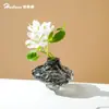 Florero de Cristal de Cristal de Valle Estilo Lujo Ligero Decoración para Sala de Estar, Recipiente para Arreglo Floral Cultivado en Agua de Planta Verde Artificial