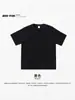 Camiseta de Algodón Puro de Doble Hilo Pesado para Hombre, Manga Corta, Verano, Marca de Moda, Cuello Redondo, Corte Holgado, Color Sólido, Estilo Retro Americano