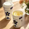 Vaso de papel para té de leche estilo Ba Wangguo, desechable con tapa, engrosado y endurecido, vaso de papel de doble capa anti-quemaduras, se puede imprimir, vaso de café