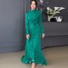 Vestido Longo Elegante com Babados e Renda para Mulheres Europeias e Americanas - Coleção Primavera 2024