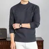 Suéter masculino de lã com gola alta média para outono e inverno, camisa base de malha grossa e quente, suéter masculino de lã em estoque para atacado