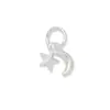 Prata Pura 990 Sólida Pingente Liso de Estrela e Lua de Prata Charme de Estrela de Cinco Pontas Materiais de Acessórios de Prata Pura para Pulseira de Cristal DIY