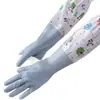 Luvas de Lavar Louça de Inverno para Cozinha Feminina Doméstica de Borracha Espessada Lavanderia Impermeável de Borracha Tarefas Domésticas Duráveis com Forro de Lã