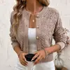 Suéter Feminino 2026 High-End Primavera e Outono Amazon Jacquard Retrô Gola Alta Elegante Cardigan de Tricô High-End