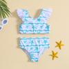 Traje de baño de dos piezas dividido para niñas pequeñas de comercio exterior con estampado de sandía y estrella de cinco puntas para playa