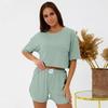 Temu2024 Pijama Casual Feminino de Outono Europeu e Americano Shorts Conjunto para Usar em Casa Pode Ser Usado Fora Estilo Menininha Transfronteiriço