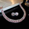 Colar com brincos quadrados de diamante, moda europeia e americana, corrente de clavícula leve e luxuosa, colar novo de alto senso, atacado