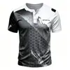 Camisa Henle Masculina com Estampa Xadrez Colorida 3D Moda Streetwear Hip-Hop Gola Henle Fashionável Manga Curta