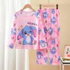 Pijamas nuevos del sudeste asiático para niños, niñas, verano, primavera y otoño, de manga larga, dibujos animados, para niños medianos y grandes, ropa de hogar para niños, venta al por mayor