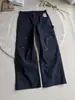 Pantalones de leñador B01 estilo retro americano, tinta salpicada, lavado a la piedra, doble rodilla, bordado de caja de cigarrillos, pantalones de trabajo, rectos, holgados, de pierna ancha para hombre