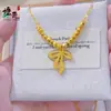 Novo Colar Nó de Laço com Efeito Gelo Cortado a Laser da Loja Dourada, Pingente de Corrente Clavicular Estilo Vintage de Luxo Leve em Novo Estilo Chinês