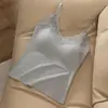 Camisola ligera de seda estilo francés para mujer con copas, agradable para la piel, adelgazante, ajustada, con encaje de lunares, top base de cuello en V