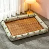 Cama de Gato de Verano Esterilla Refrigerante Casa para Perro Cama Cuadrada Universal para Todas las Estaciones Esterilla de Ratán Resistente a Mordeduras Esterilla para Perro Gato Mascota Lavable Anti-